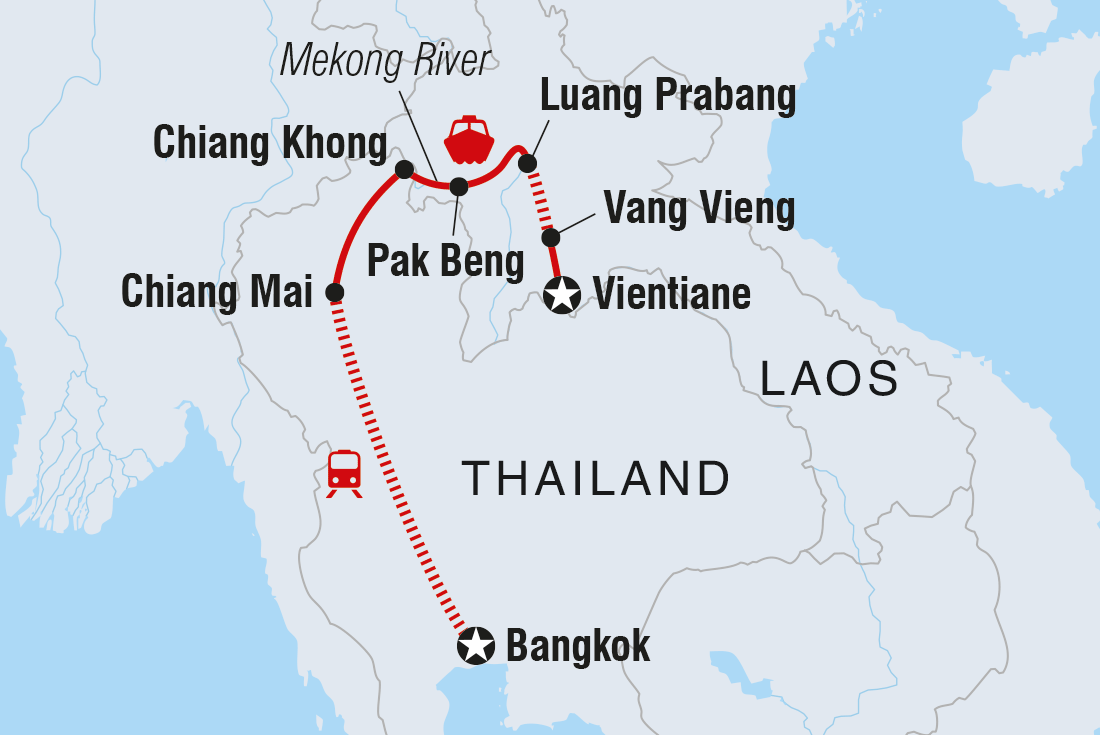 tourhub | Intrepid Travel | Thailand & Laos Adventure | TLSV | Route Map