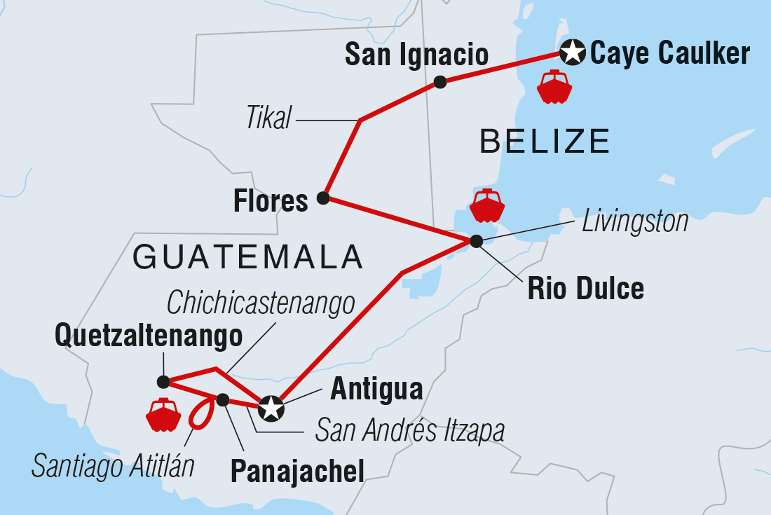 tourhub | Intrepid Travel | Best of Guatemala and Belize | Tour Map