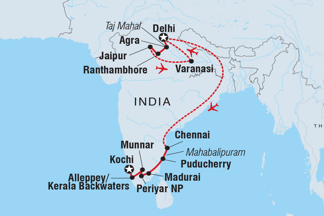 tourhub | Intrepid Travel | Premium North & South India | Tour Map