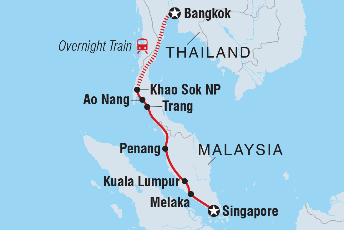 tourhub | Intrepid Travel | Bangkok to Singapore | Tour Map