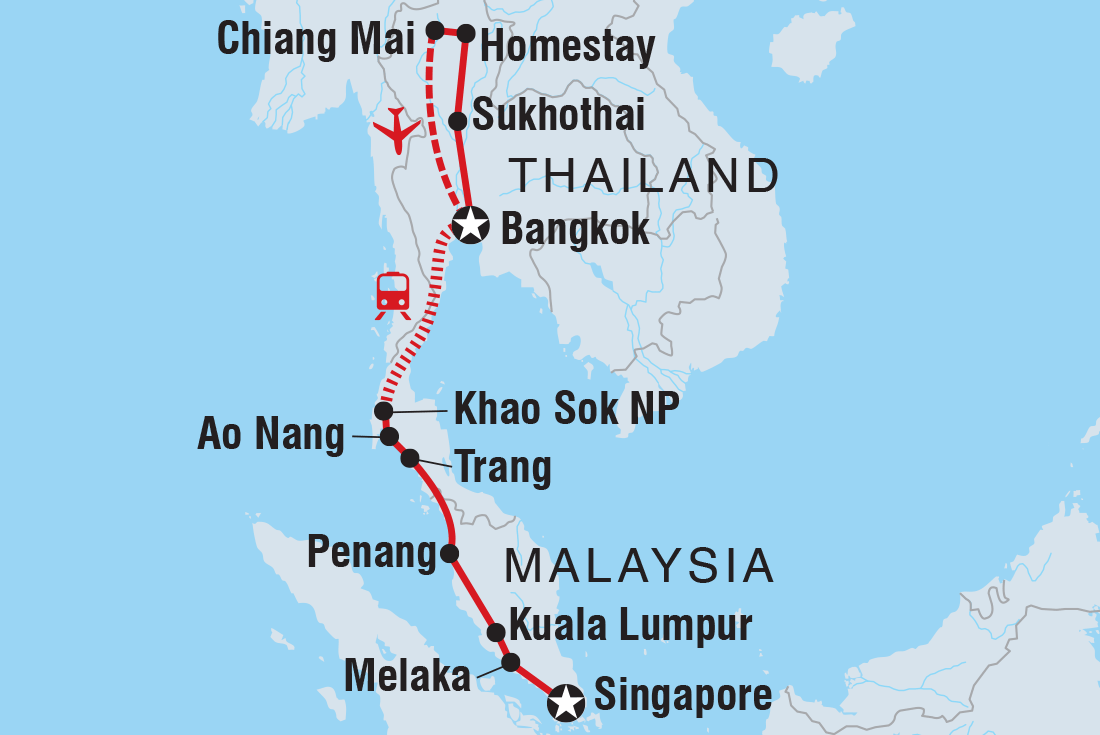 tourhub | Intrepid Travel | Best of Thailand & Malaysia | Tour Map