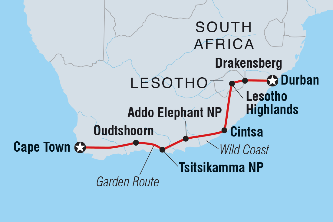 tourhub | Intrepid Travel | Garden Route Adventure | Tour Map