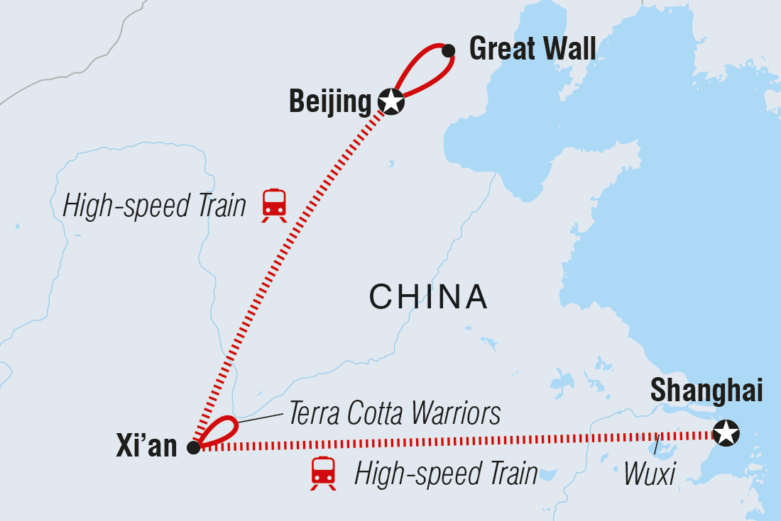 tourhub | Intrepid Travel | China Highlights | CBSD | Route Map