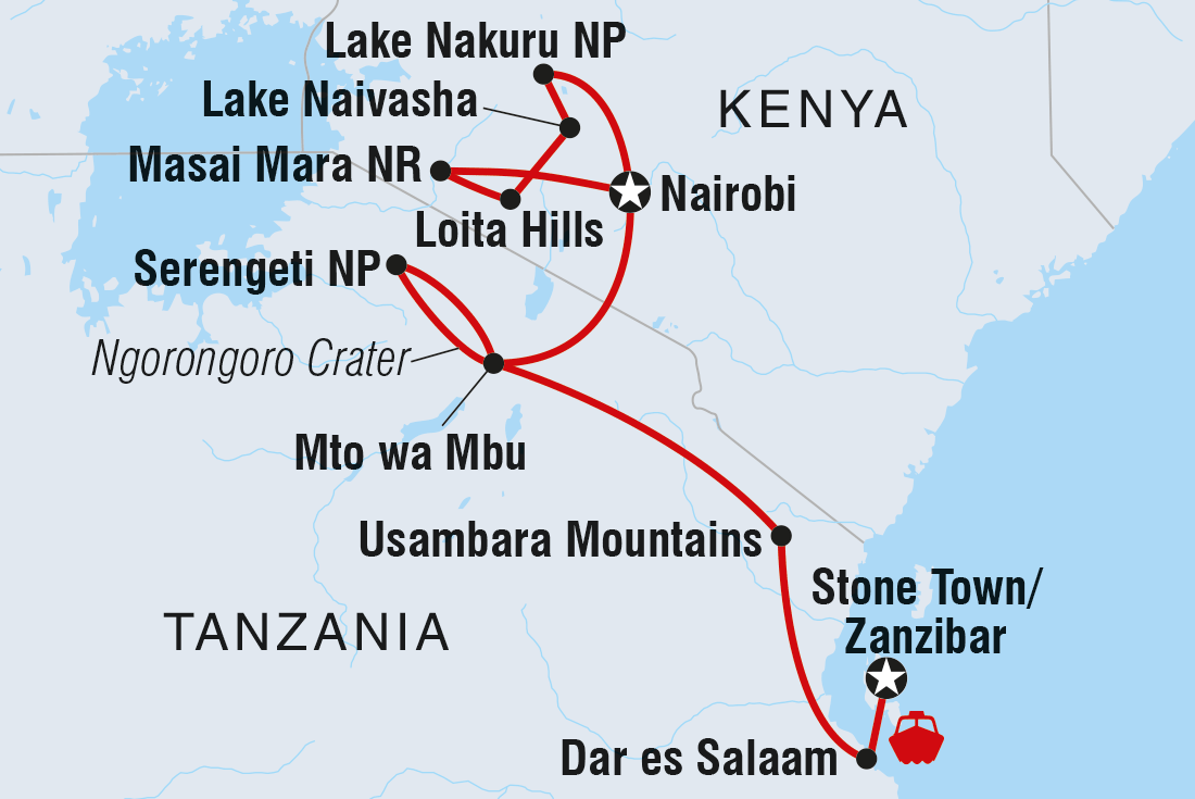 tourhub | Intrepid Travel | Best of East Africa | YXOHC | Route Map