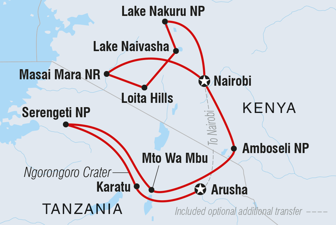 tourhub | Intrepid Travel | The Masai Heartlands | Tour Map