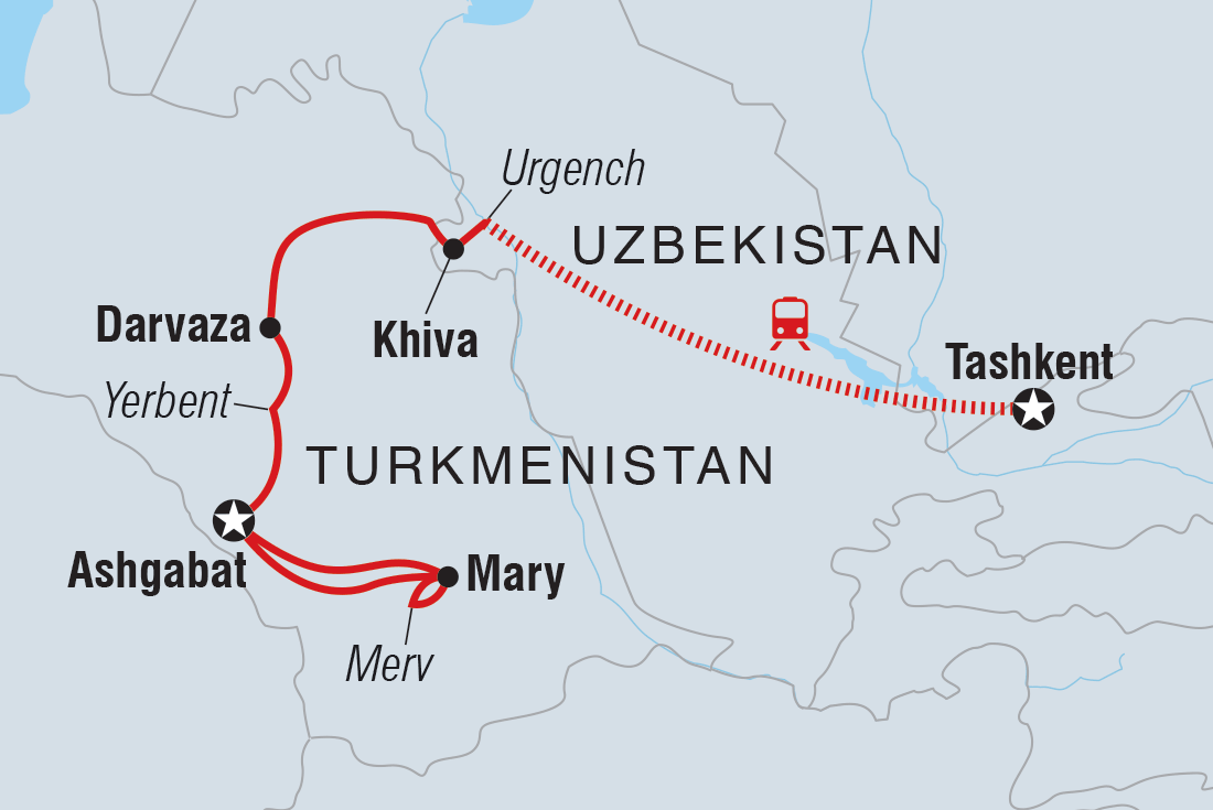 tourhub | Intrepid Travel | Tashkent to Ashgabat | Tour Map