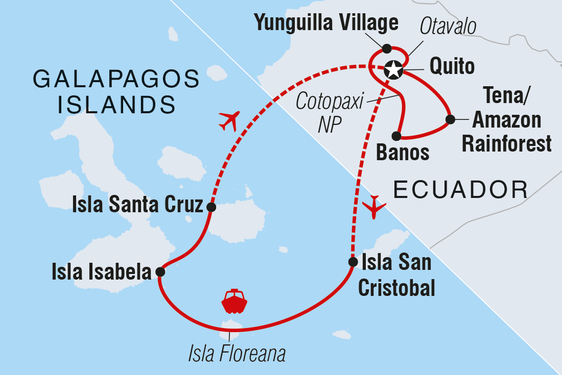 tourhub | Intrepid Travel | Ecuador Highlands & Galapagos  | Tour Map