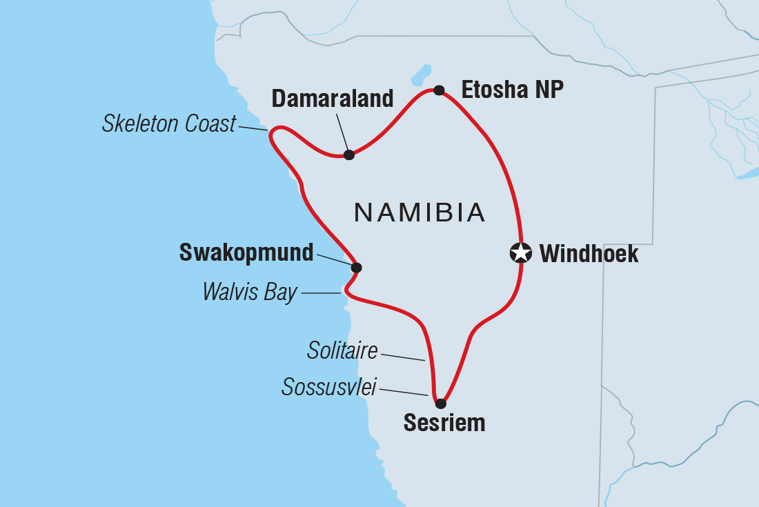 tourhub | Intrepid Travel | Premium Namibia | Tour Map