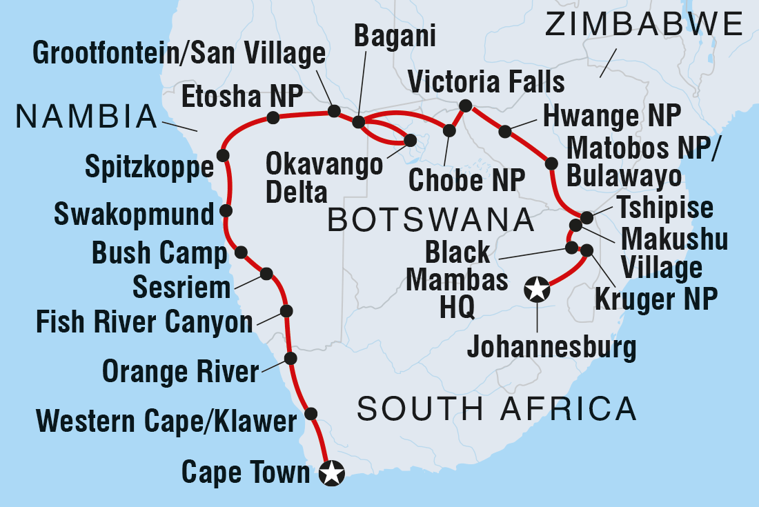 tourhub | Intrepid Travel | Southern Africa Adventure | Tour Map