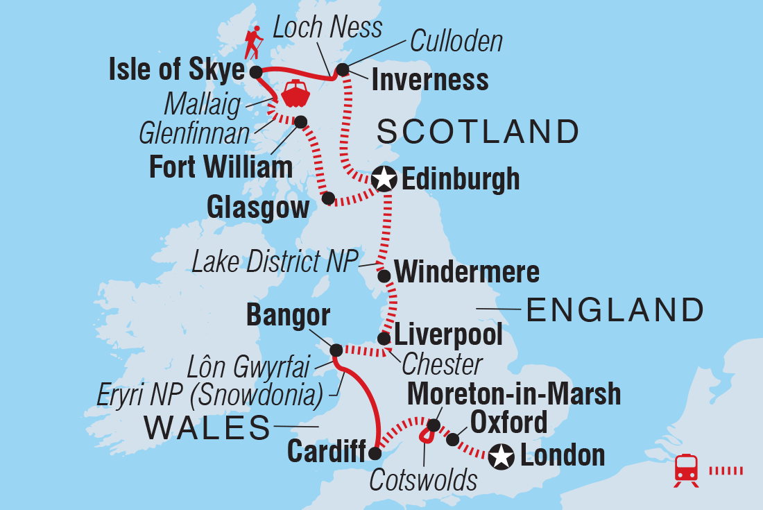 Best of England, Wales and Scotland Itinerary Map