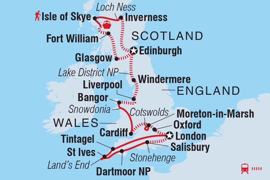 Best of the United Kingdom Itinerary Map