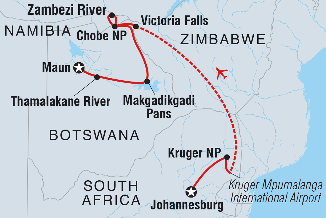 tourhub | Intrepid Travel | Premium Southern Africa in Depth | Tour Map