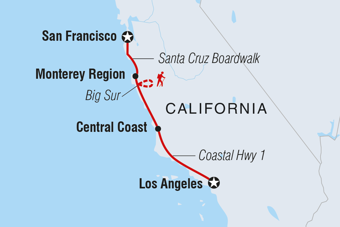 tourhub | Intrepid Travel | Real California Coastal Road Trip | Tour Map