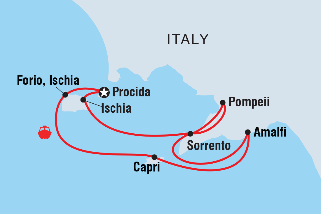 tourhub | Intrepid Travel | Amalfi Coast Sailing Adventure | ZSRAC | Route Map