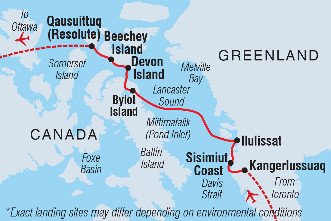 tourhub | Intrepid Travel | High Arctic Explorer - Greenland to Canada (Ocean Endeavour) | Tour Map