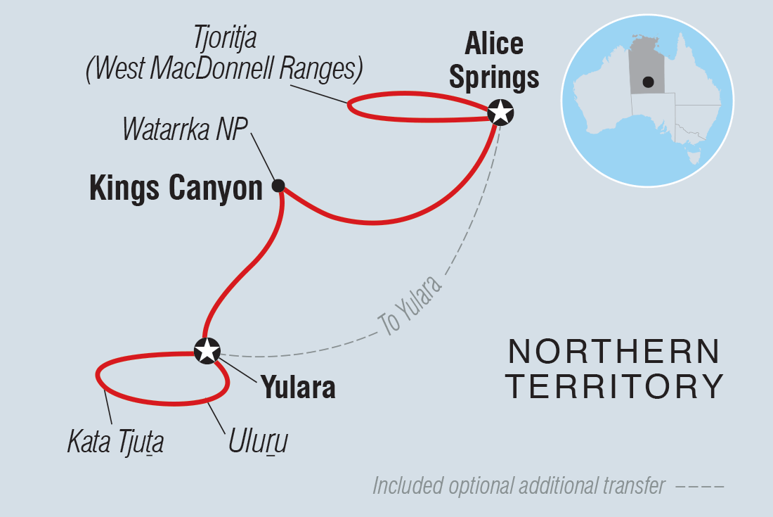 tourhub | Intrepid Travel | Red Centre & Uluru Adventure | Tour Map