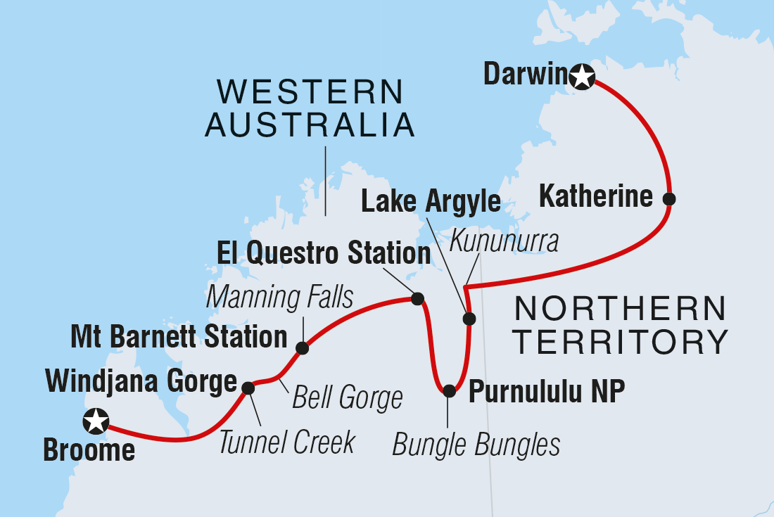 tourhub | Intrepid Travel | Darwin to Broome Outback | Tour Map