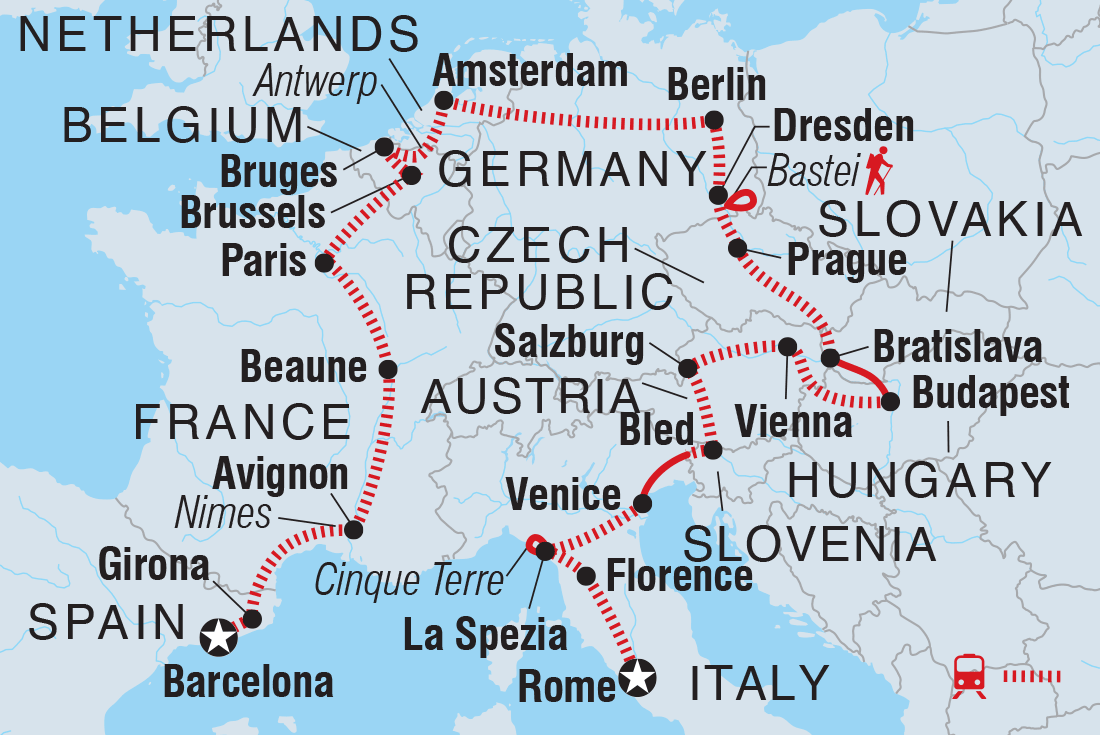 Europe Explorer Itinerary Map