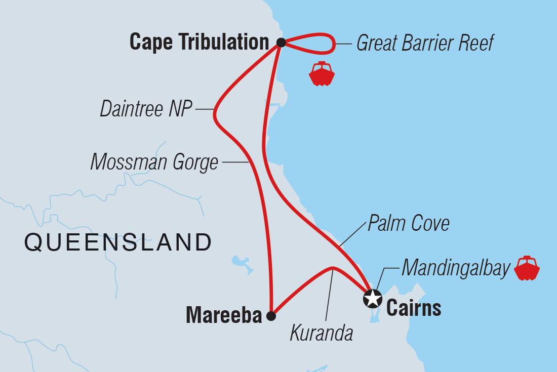 tourhub | Intrepid Travel | Daintree & Cape Tribulation Adventure | Tour Map