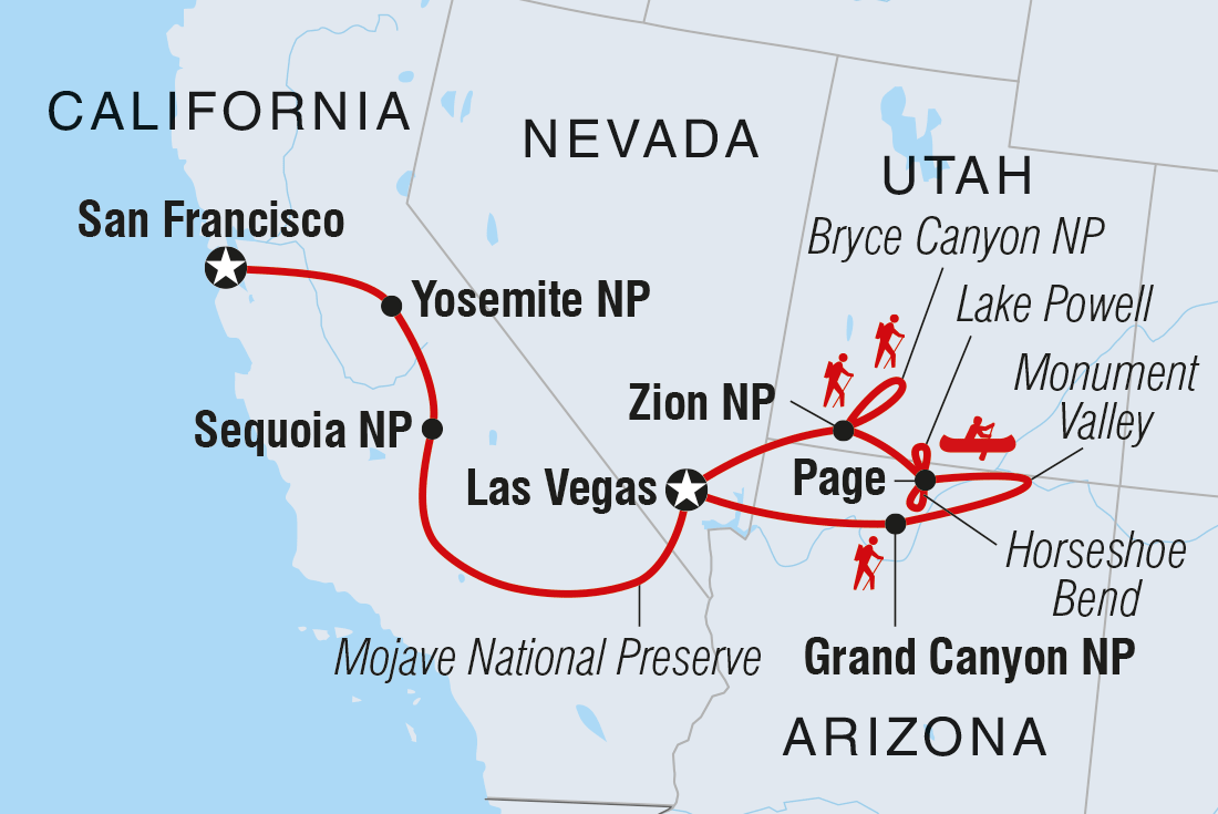 Best of Western USA Itinerary Map