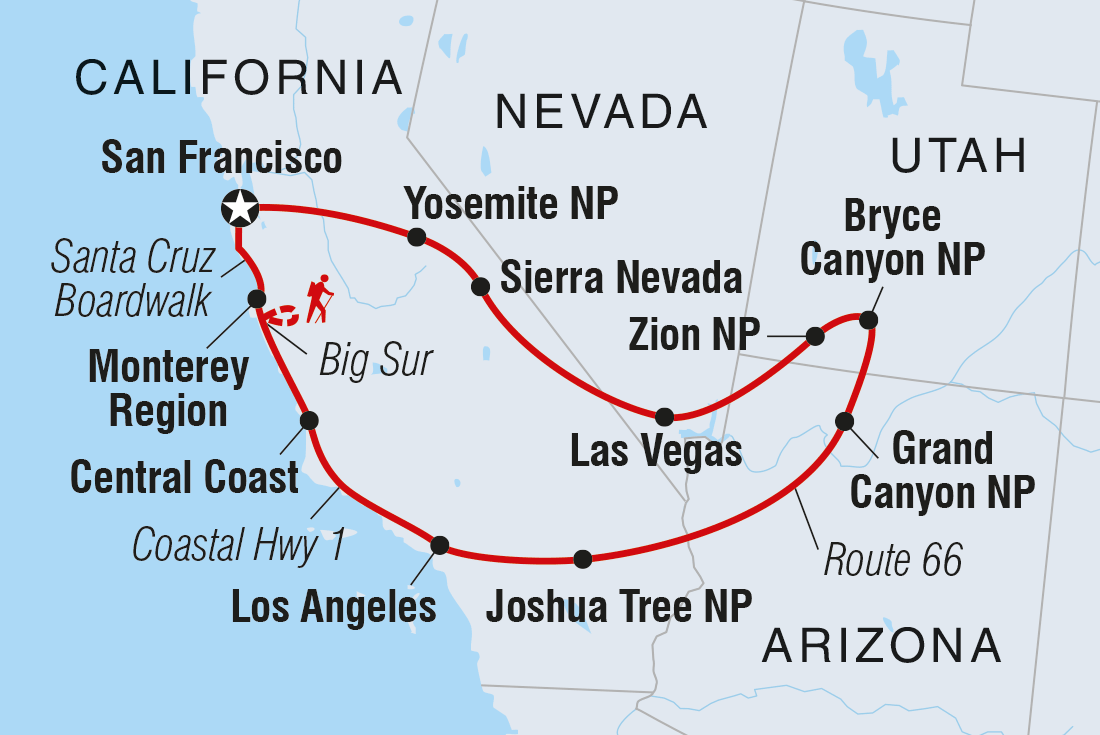 tourhub | Intrepid Travel | Epic American West | Tour Map