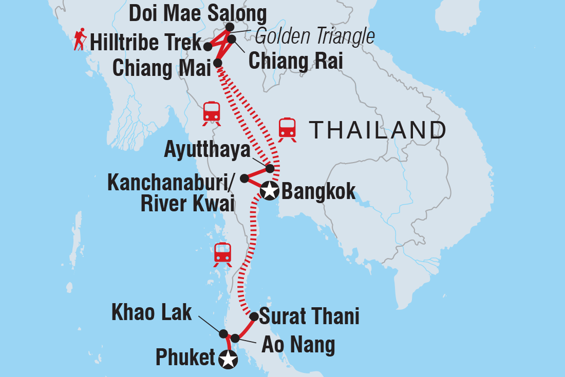 tourhub | Intrepid Travel | Thailand Adventure West Coast (Nov - Apr) | TTZEC | Route Map