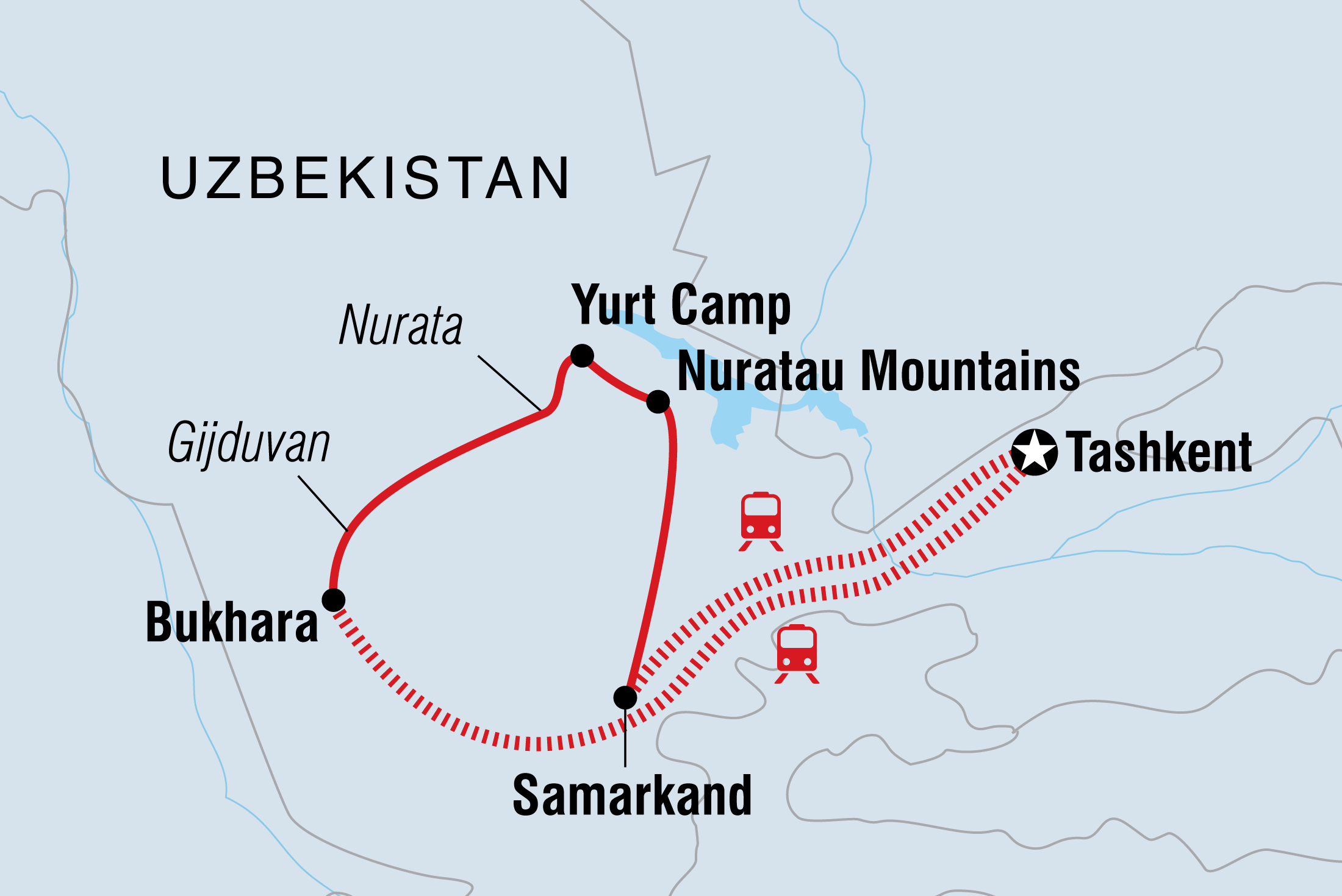 tourhub | Intrepid Travel | Uzbekistan Adventure | Tour Map