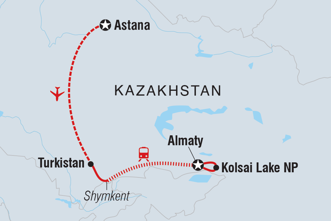 tourhub | Intrepid Travel | Kazakhstan Adventure | Tour Map