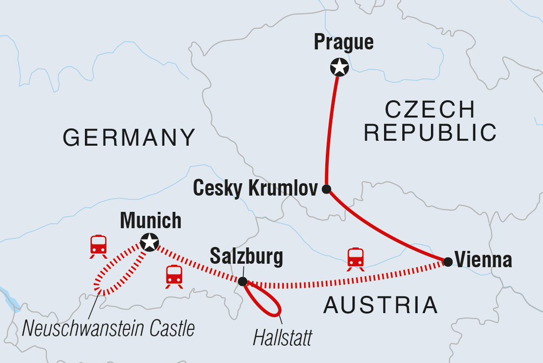 tourhub | Intrepid Travel | Premium Munich to Prague | Tour Map