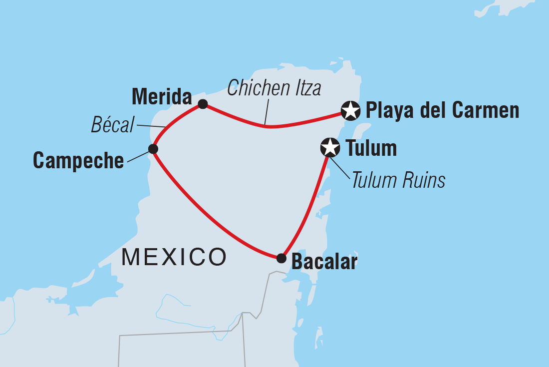 tourhub | Intrepid Travel | Yucatan Peninsula Adventure | Tour Map