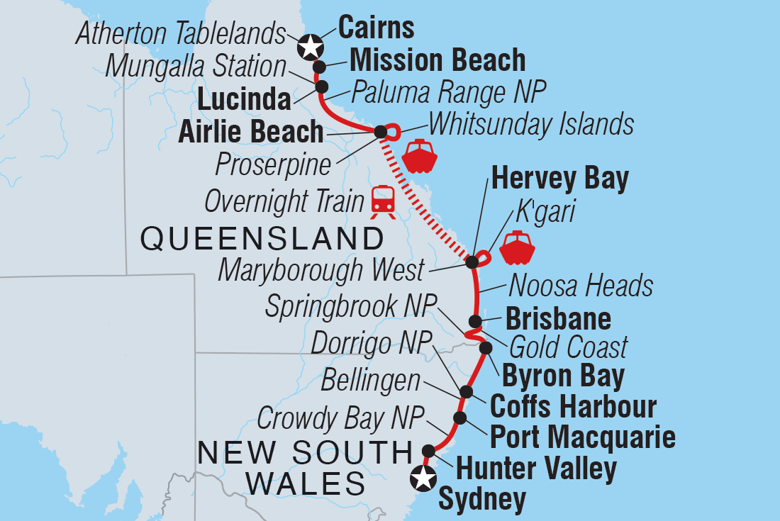 tourhub | Intrepid Travel | Sydney to Cairns Adventure | Tour Map