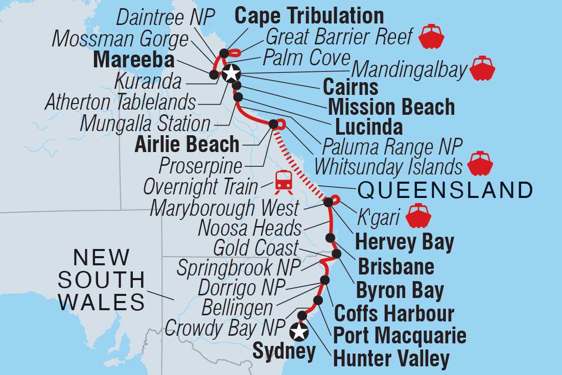 tourhub | Intrepid Travel | East Coast Australia Adventure | Tour Map