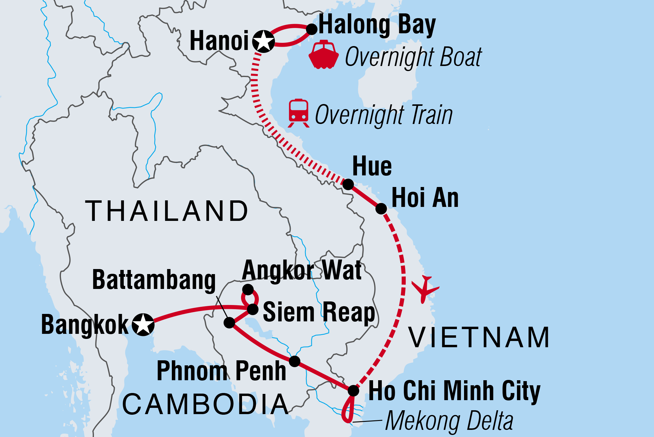 tourhub | Intrepid Travel | Best of Vietnam & Cambodia | TVSKC | Route Map