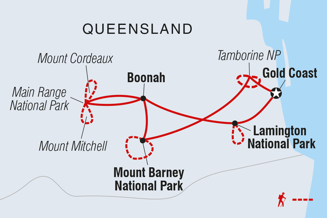 tourhub | Intrepid Travel | Walk Queensland's Scenic Rim | Tour Map