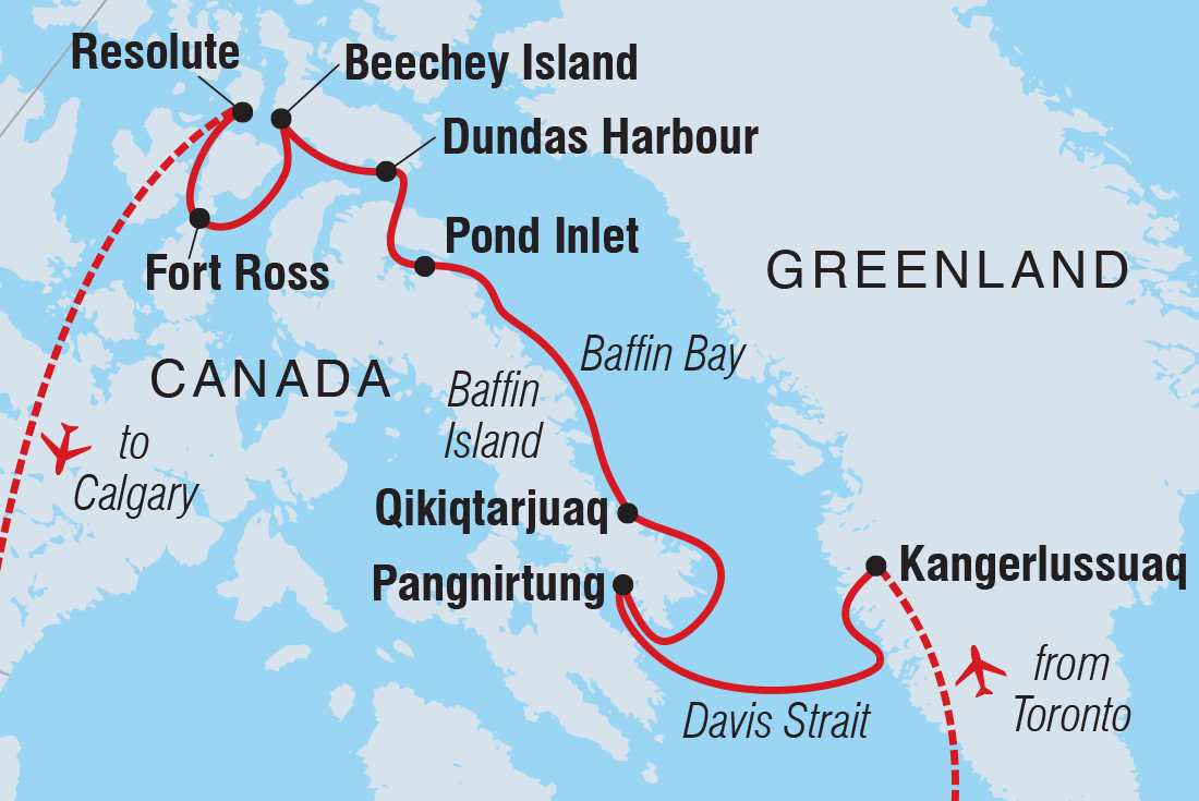 tourhub | Intrepid Travel | Northwest Passage: The Legendary Arctic Sea Route | Tour Map