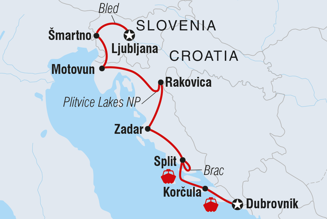 Slovenia & Croatia Real Food Adventure Itinerary Map