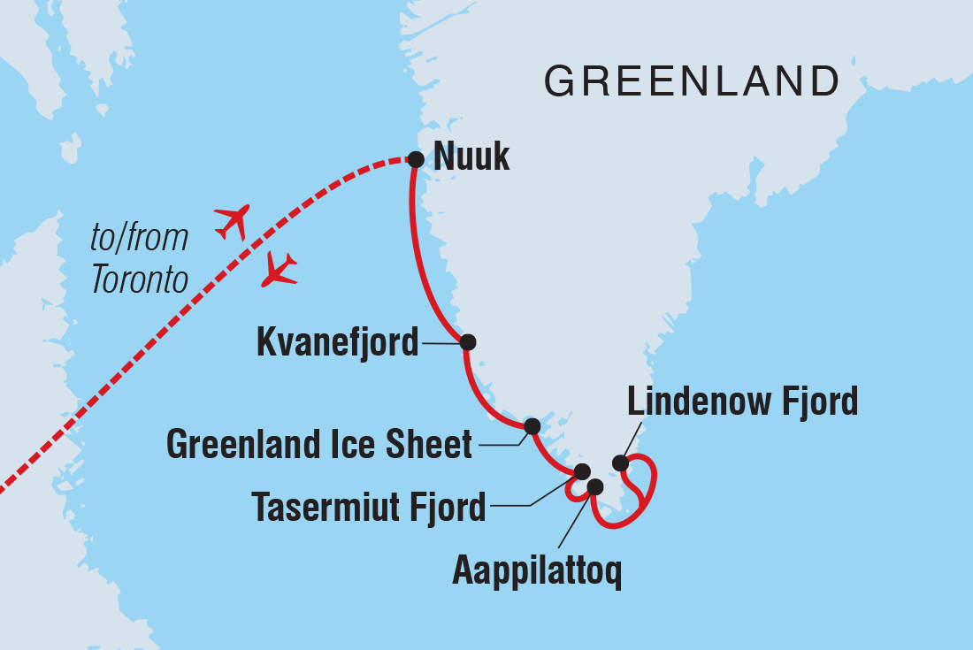 tourhub | Intrepid Travel | South Greenland Adventure: The Majestic Alpine Arctic | Tour Map