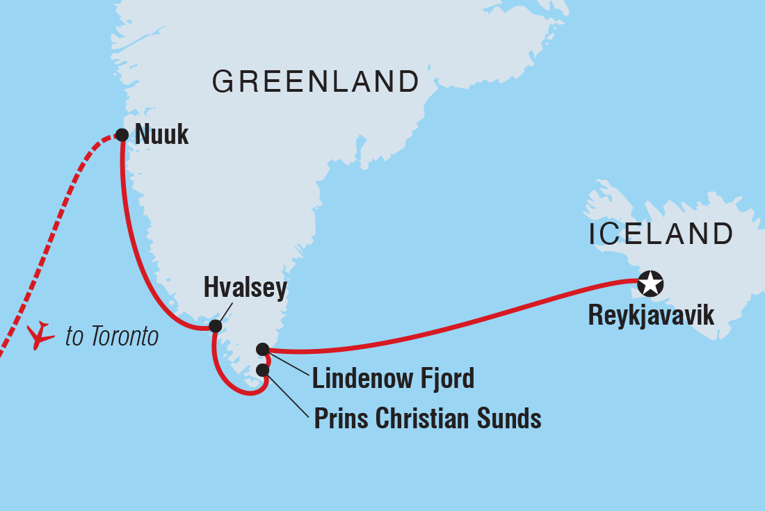 tourhub | Intrepid Travel |  Wild Fjords of South Greenland: Land of the Vikings | Tour Map