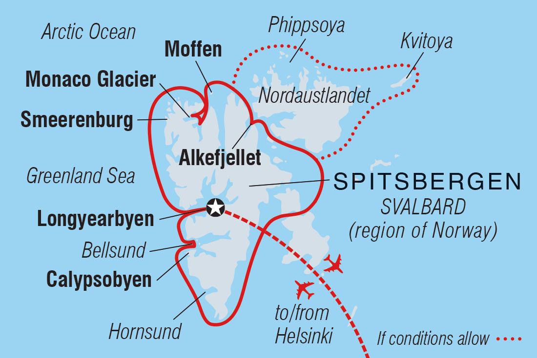 Spitsbergen Circumnavigation: A Rite of Passage Itinerary Map