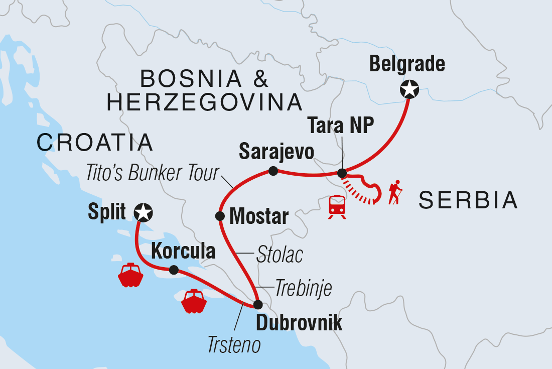 tourhub | Intrepid Travel | Premium Split to Belgrade | Tour Map