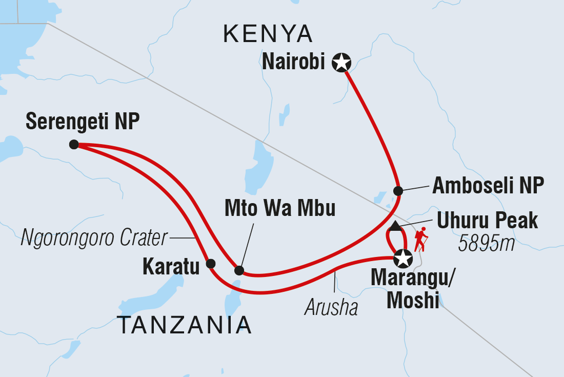 tourhub | Intrepid Travel | Safari to Kilimanjaro - Machame Route | Tour Map