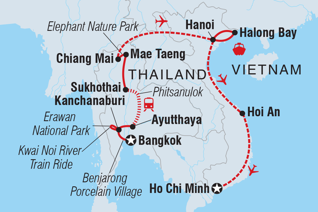 tourhub | Intrepid Travel | Premium Thailand and Vietnam  | Tour Map