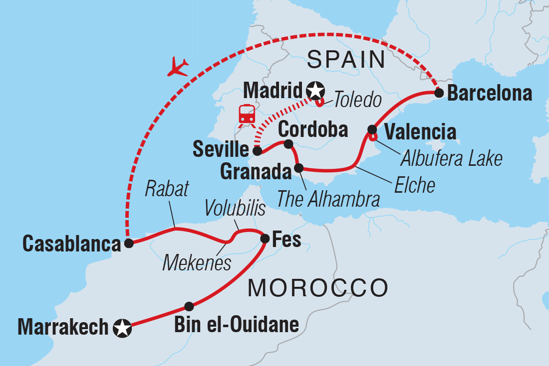 tourhub | Intrepid Travel | Premium Spain & Morocco | Tour Map