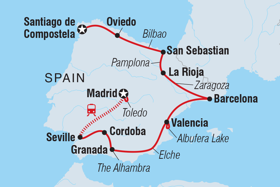 Premium Spain in Depth Itinerary Map