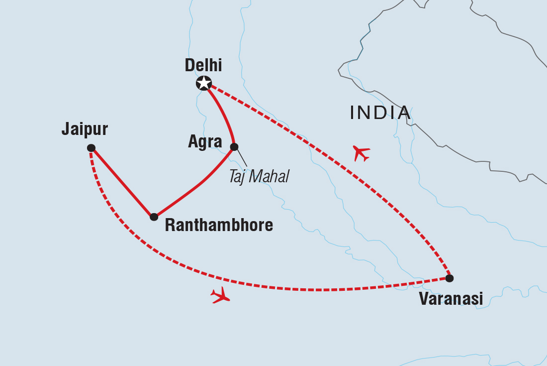 tourhub | Intrepid Travel | Premium India			 | Tour Map