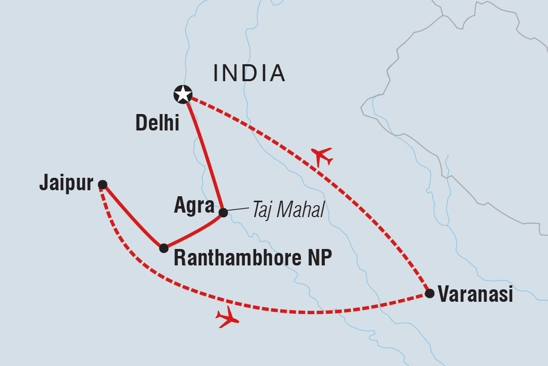 tourhub | Intrepid Travel | Premium India | Tour Map