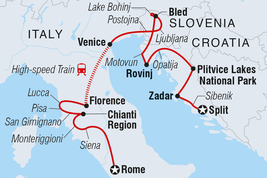 tourhub | Intrepid Travel | Premium Rome to Split | Tour Map