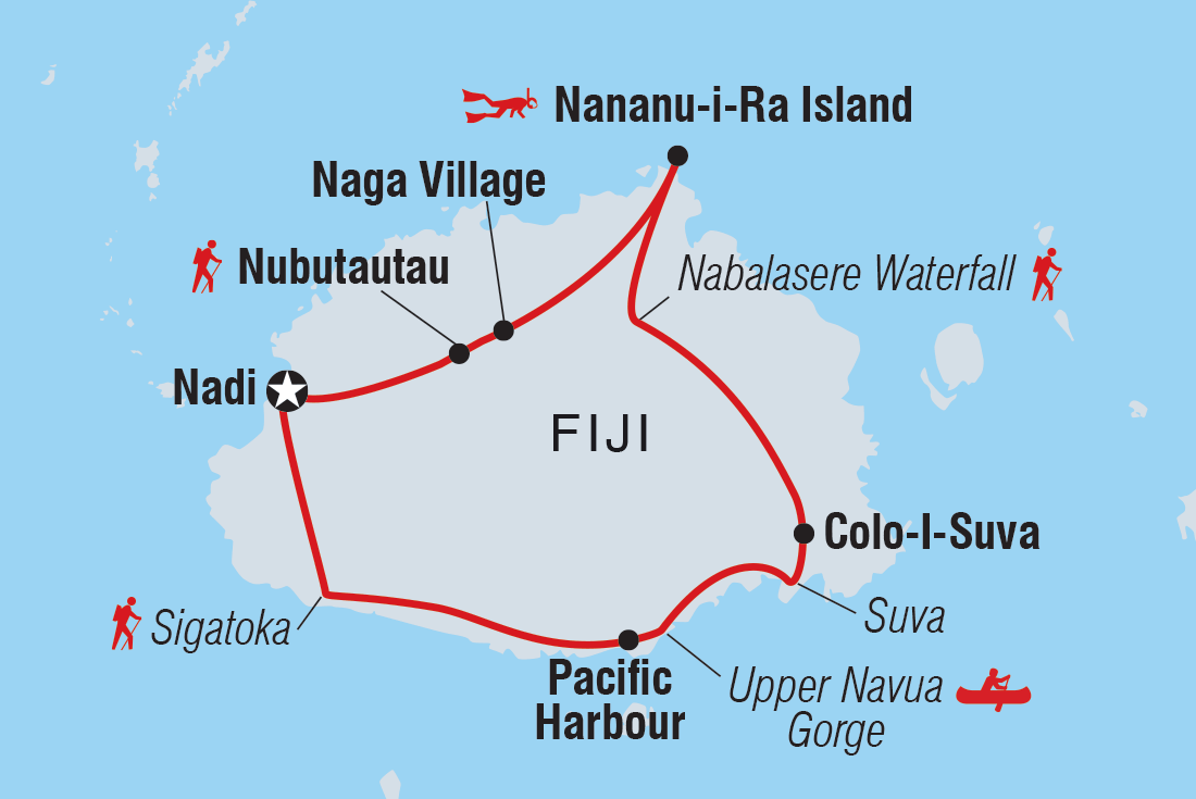 tourhub | Intrepid Travel | Fiji: Hike, Raft & Snorkel | Tour Map