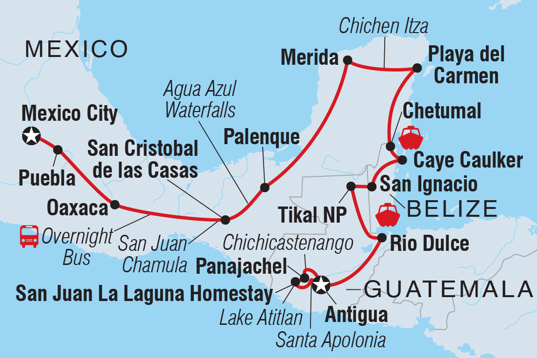 tourhub | Intrepid Travel | Central America Encompassed | Tour Map