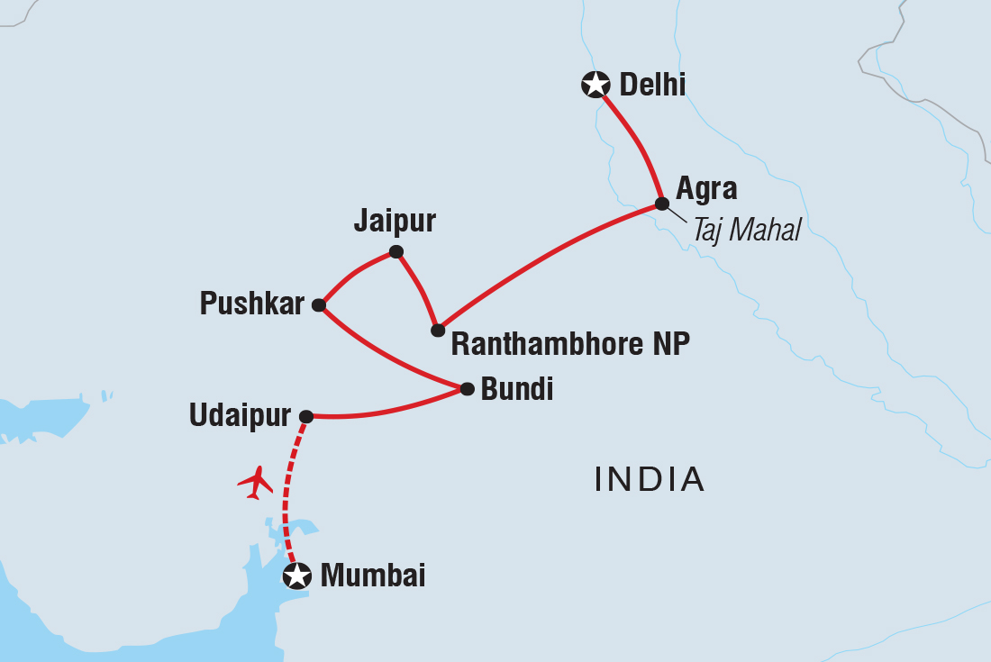 tourhub | Intrepid Travel | Premium India in Depth | Tour Map
